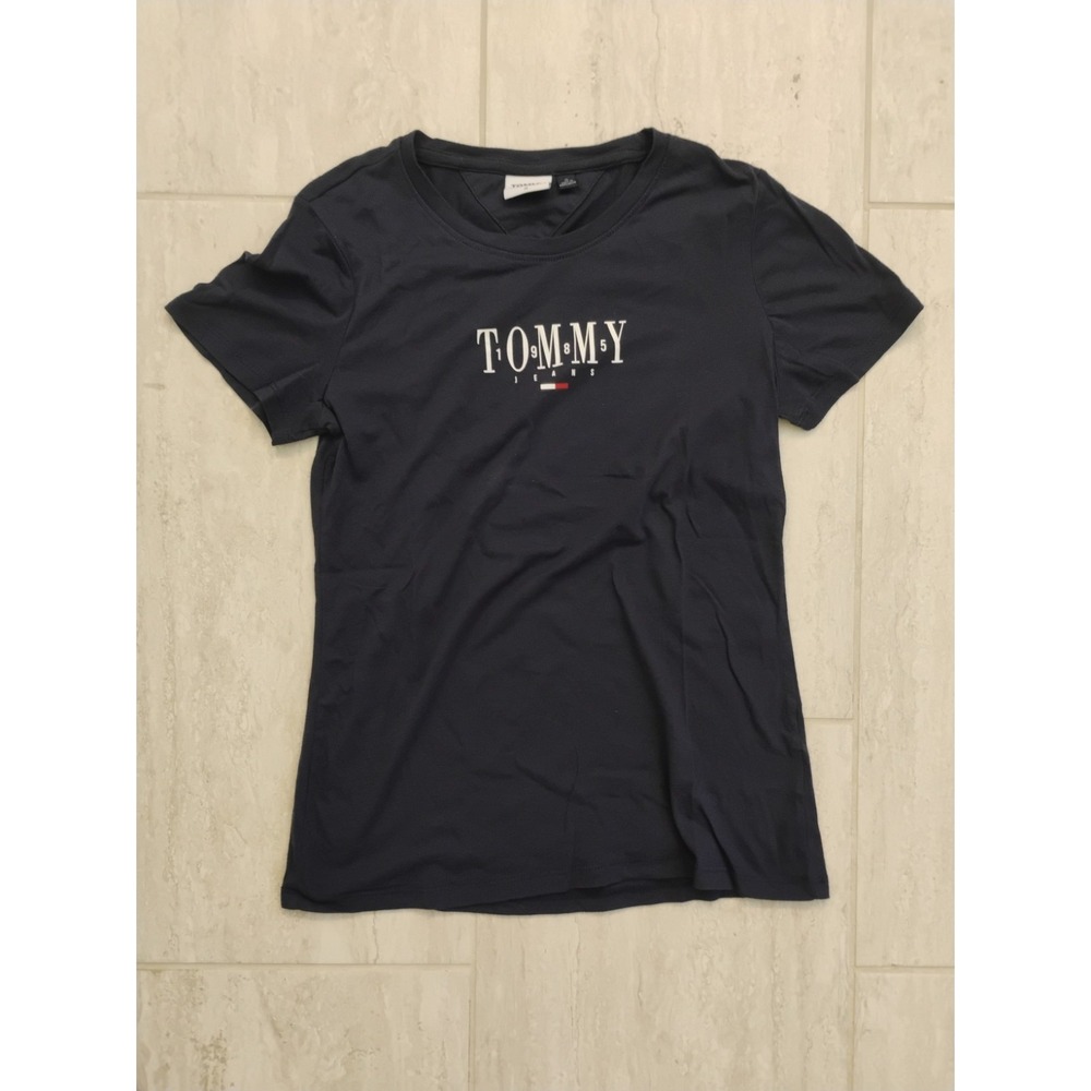 Tommy Hilfiger Tommy Jeans Womens T Shirt Medium Navy 1985 Logo Short Sleeve Tee